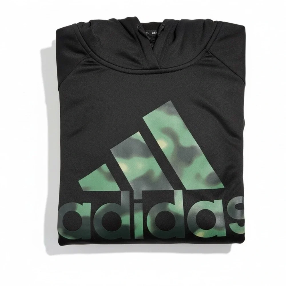 Adidas Hoodie Men Size Large Black‎ Camo Logo Pullover Sweatshirt Outdoors NWT